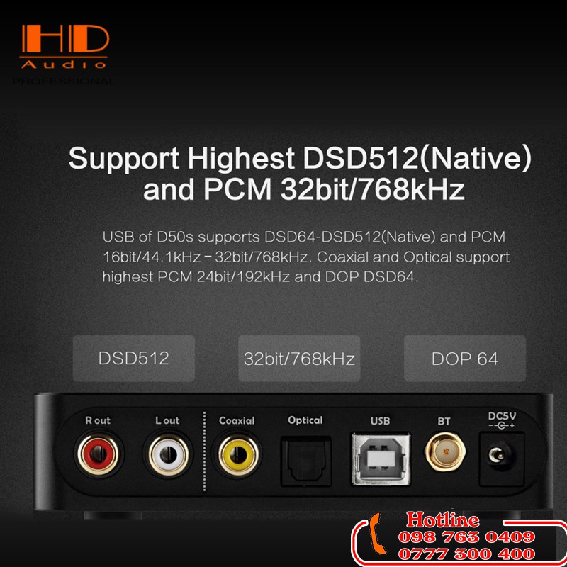 GIẢI MÃ TOPPING D50S- Bộ Giải Mã Âm Thanh DSD512 OCM 768khz,32bit