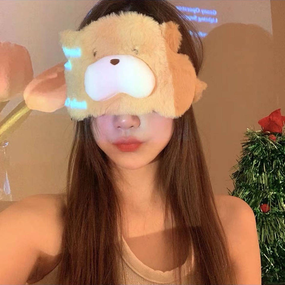 Miếng Bịt Mắt Ngủ Bằng Lông Nhung Hình Tai Thỏ Dễ Thương Cho Nữ