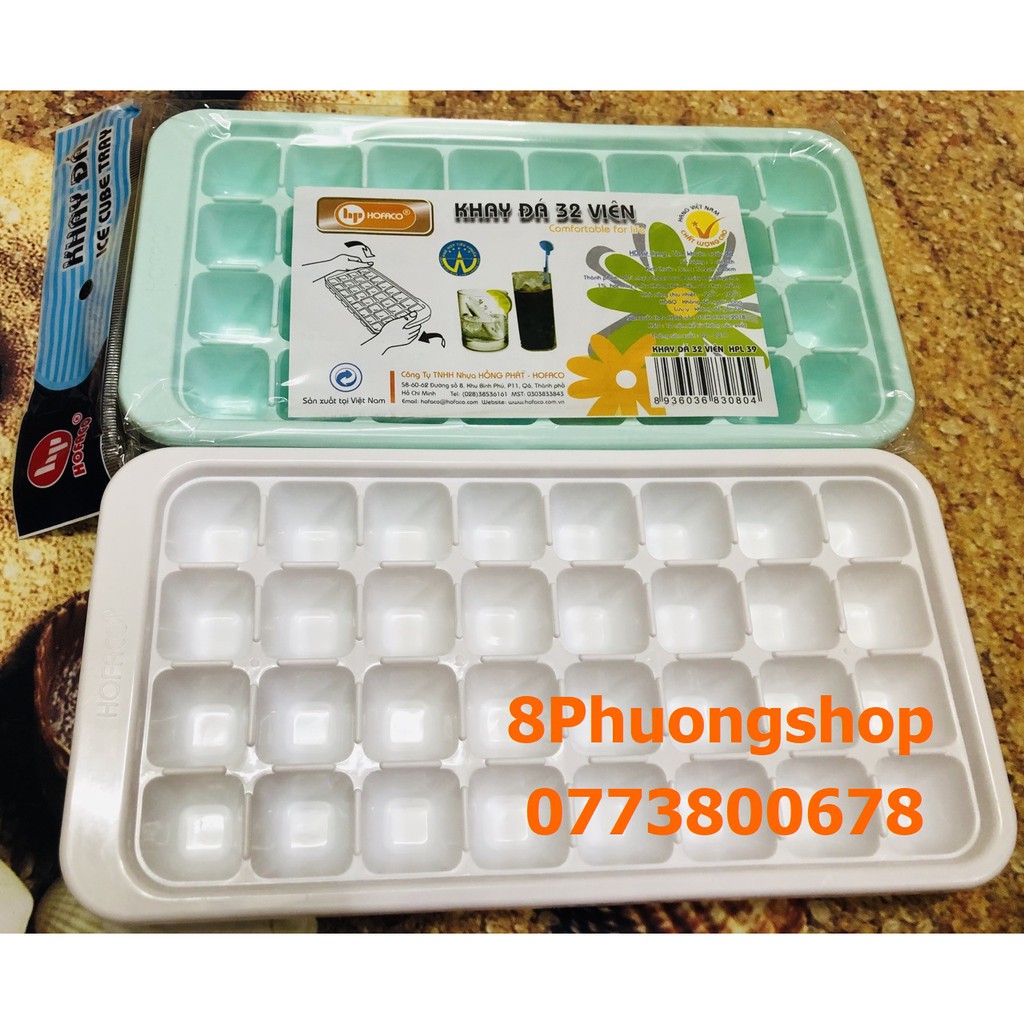 Khay làm thạch, rau câu tiện lợi và cao cấp HPL39 – Khay làm đá 32 viên  –  Khay đá nhựa HOFACO