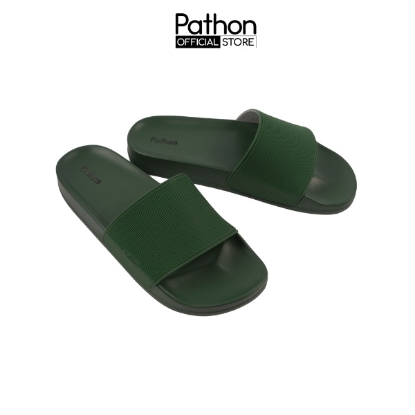 Dép nam nữ quai ngang slipper Pathon quai PVC và đế PU xanh lá in chữ Pathon mẫu 5 SD59