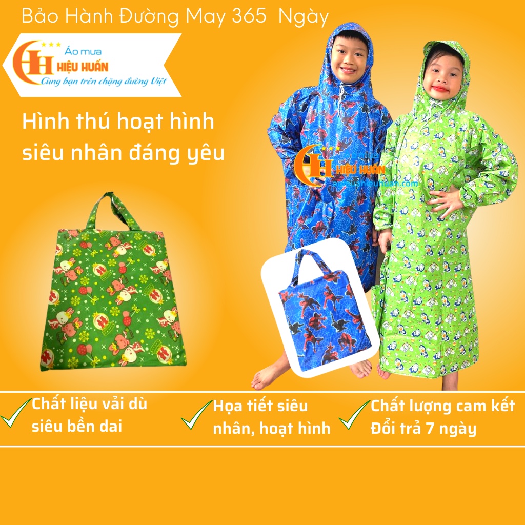 Áo Mưa Cho Bé loại Bit Quây vải dù siêu dai Trẻ Em cao cấp, chống rách aomuahieuhuan