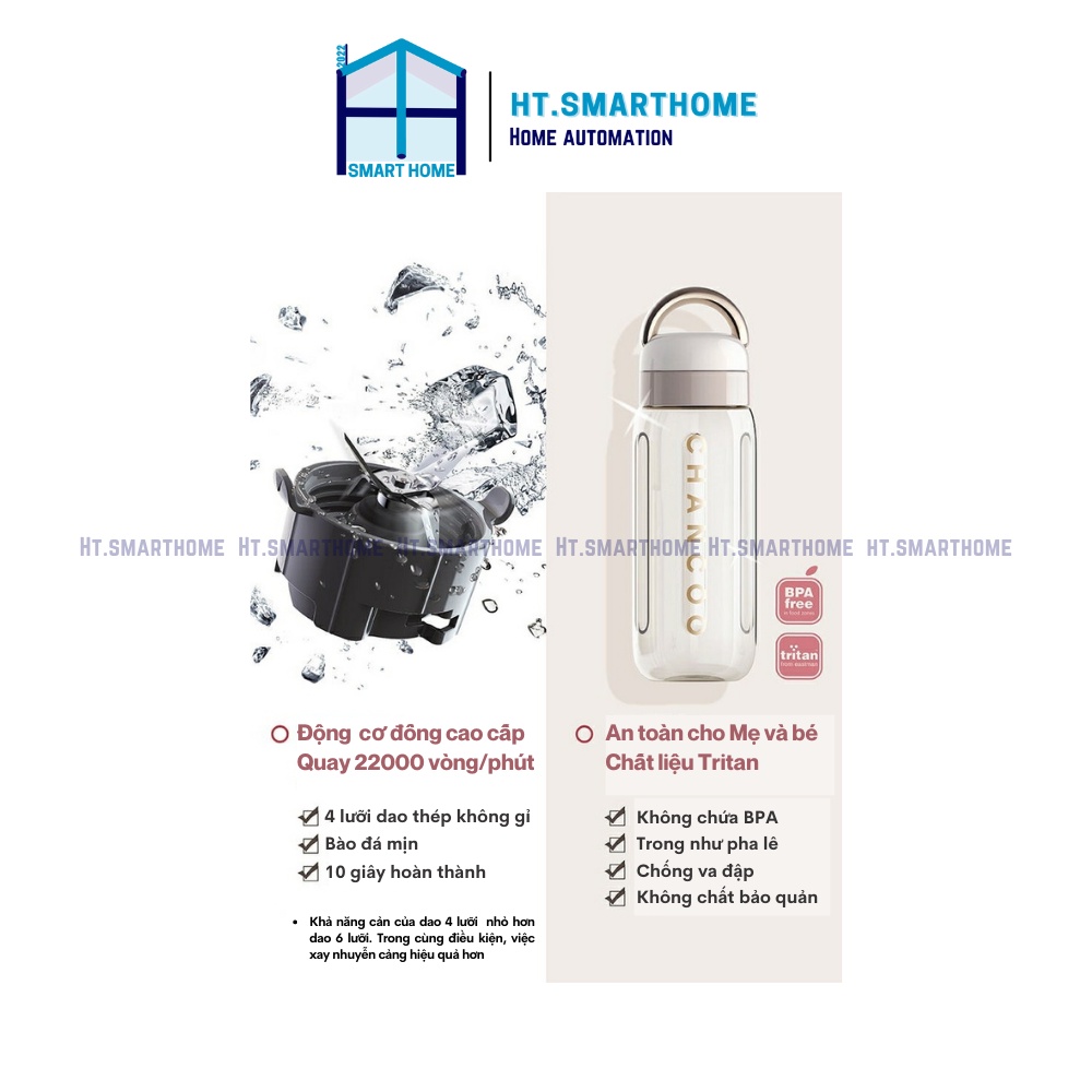 Máy xay sinh tố CHANCOO 1000ml cổ điển, đa chức năng - Máy kèm 02 cốc xay rau củ nhỏ gọn tiện lợi