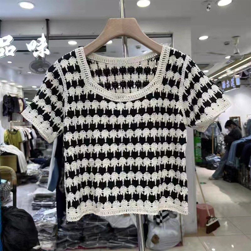 Áo Croptop Dệt Kim Cổ Chữ U Dáng Rộng Thời Trang Cho Nữ