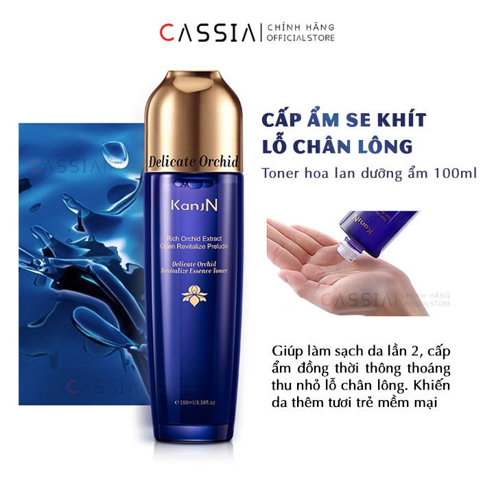 Bộ dưỡng da chăm sóc da mặt combo skincare hoa lan dưỡng ẩm trắng da, Bộ mỹ phẩm nội địa Trung chống lão hóa 6 món KANJN