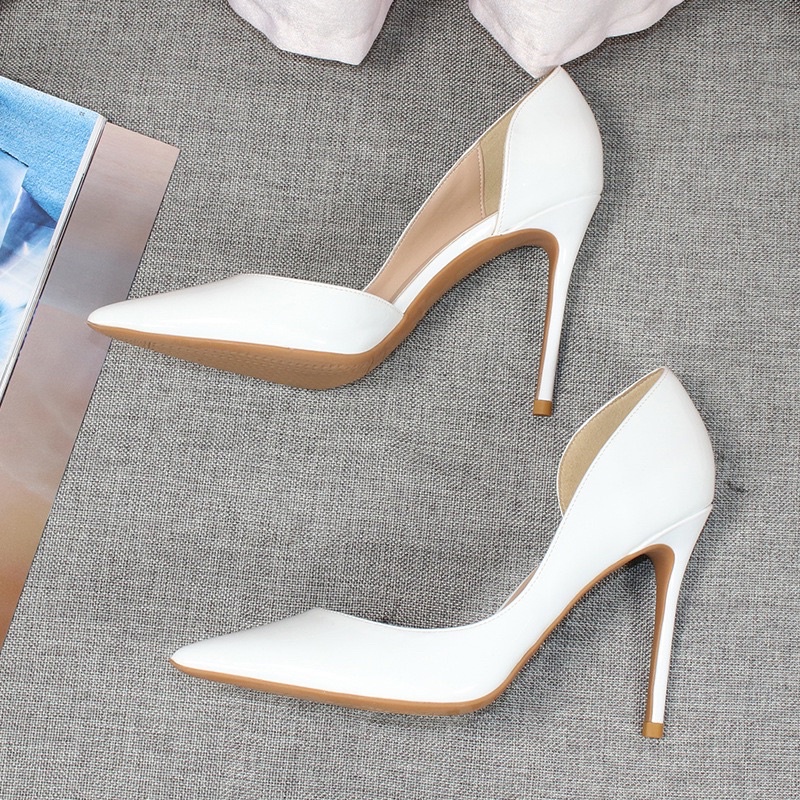 Giày cao gót hở eo phong cách,giày búp bê nữ gót nhọn cao 9cm, giày sục bít hậu khoét eo