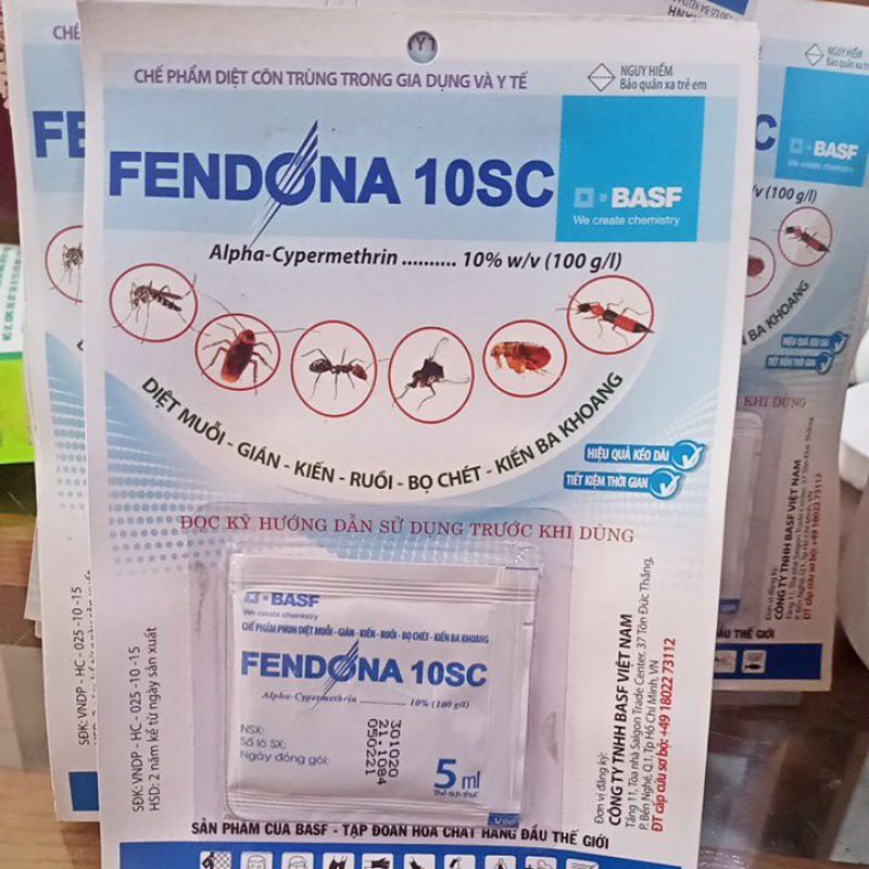 Thuốc Diệt Bọ Chét Muỗi Ruồi Kiến Gián Kiến Ba Khoang FENDONA 10SC Gói 5ml
