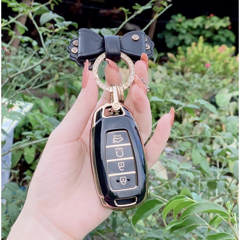 Bao Đựng Chìa Khóa silicon Mạ Bạc Cho Hyundai Accent 2021-2022 Accent 4 Nút