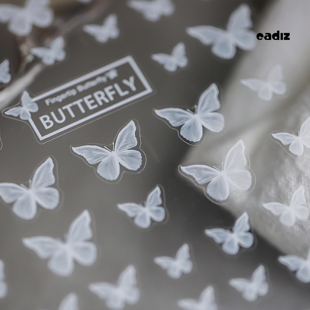 Miếng Dán Trang Trí Móng Tay Hình Bướm Trắng Dễ Sử Dụng Cho Nữ