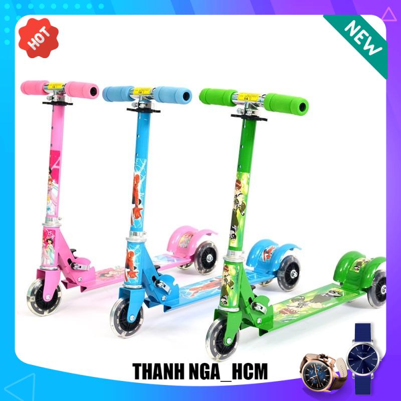 Xe trượt SẮT scooter 3 bánh phát sáng, ( Hồng, xanh) (HỒ CHÍ MINH)