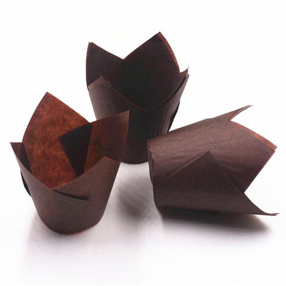 Set 50 Cốc Giấy Làm Bánh Cupcake Hình Hoa Tulip Nhiều Màu