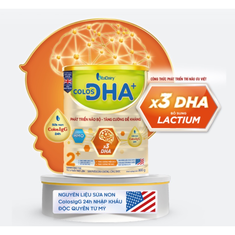 Sữa Bột Colos DHA+ 0+/1+ Lon 800g + Quà tặng thú bông cá heo