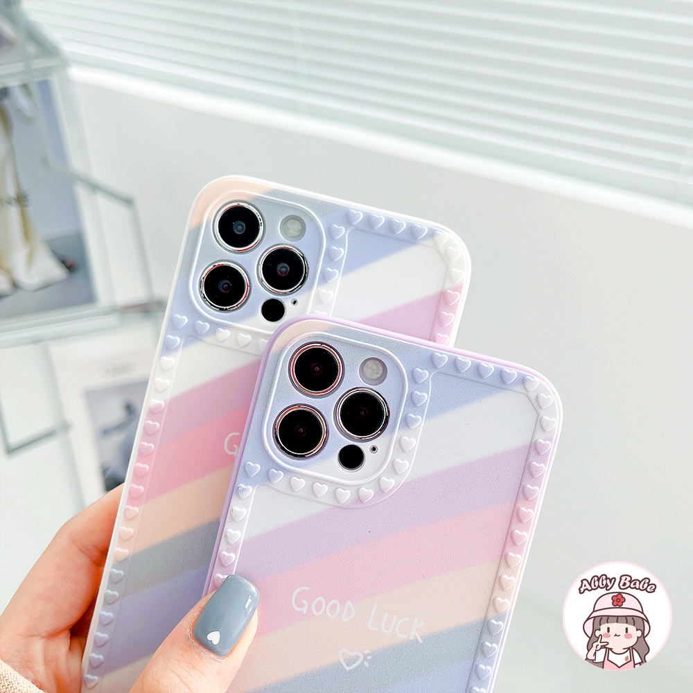 Ốp Điện Thoại TPU Mềm Chống Sốc Màu Kẹo Hình Trái Tim 3D Cho IP 13 12 11 Pro Max XR 8 7 Plus