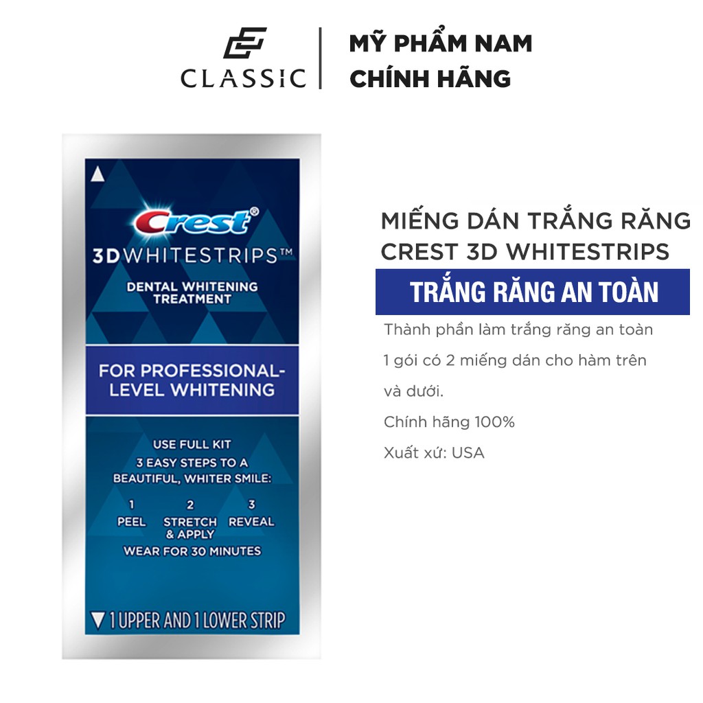 Miếng Dán Trắng Răng Crest 3D Whitestrips Professional Level Whitening