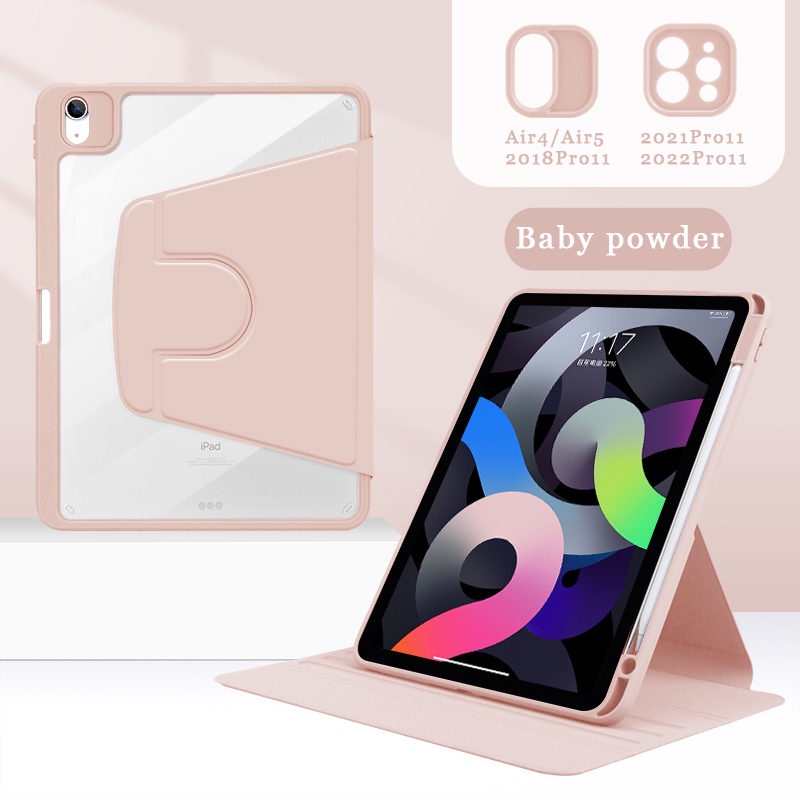 New 360° Ốp Máy Tính Bảng Trong Suốt Dạng Đứng Bảo Vệ Toàn Diện Cho iPad Air5 Air4 8th 7th 6th 10.2 Mini6