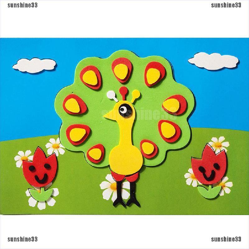 【COD•suns】1 Pcs DIY Cartoon Animal 3D EVA Foam Sticker Puzzle Toys for Kids St