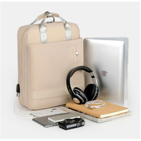 Balo laptop 15 inch chống sốc tuyệt đối có cáp sạc điện thoại và đai gài hành lý