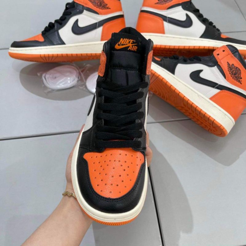 _giày thể thao nam nữ sneaker, giày jocdan cam đen cao cổ 11,jd1 full bill full box