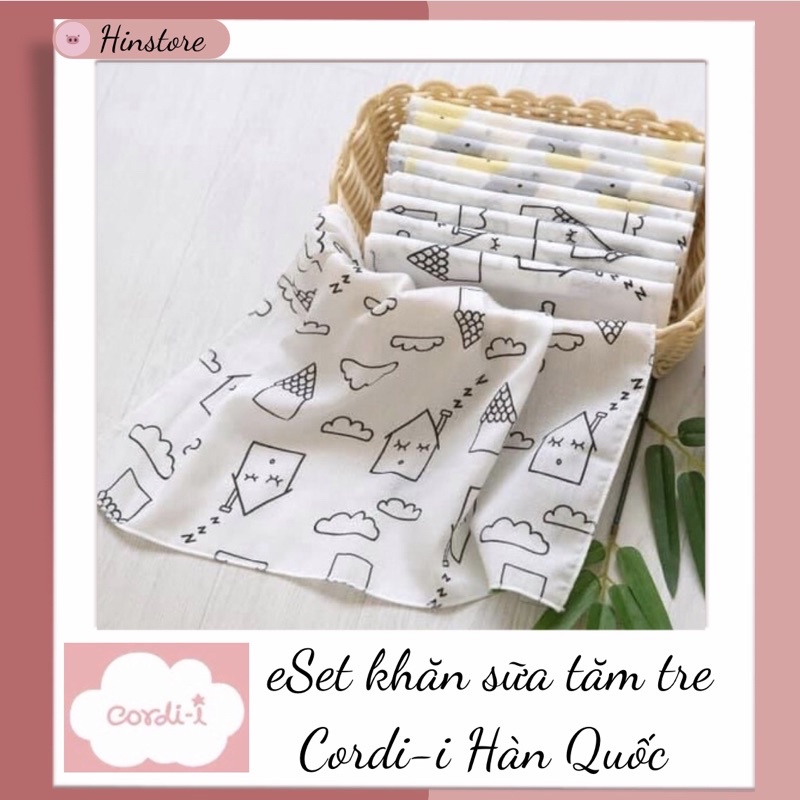 Khăn sữa sợi tre Cordi-i Hàn Quốc, khăn sữa cho bé cao cấp