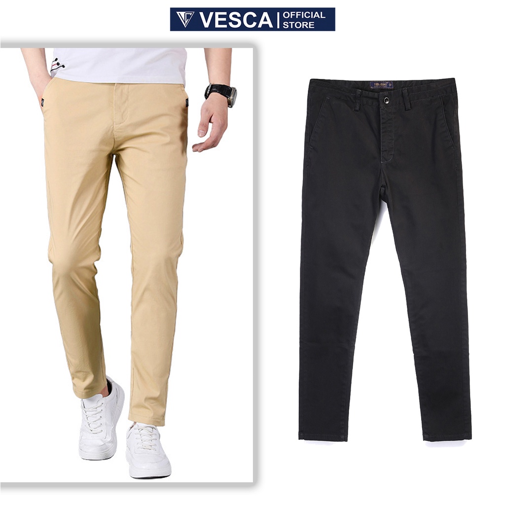 Quần kaki nam ống suông co giãn đen dài cao cấp Veratino đen, xanh rêu, xanh than, xám, nâu slimfit ôm dáng thời trang C