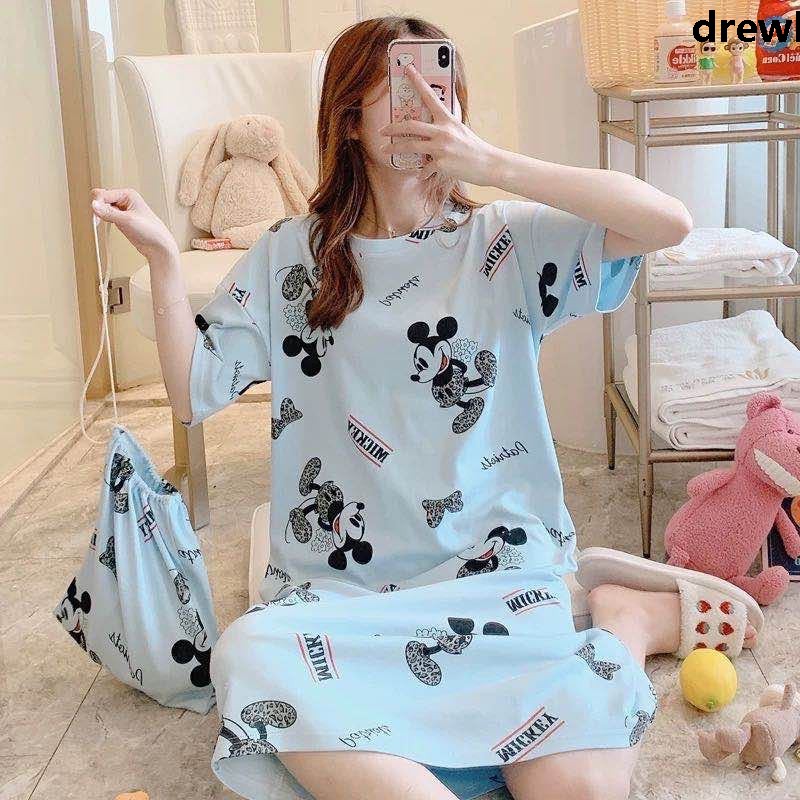 Bộ Đồ Ngủ Ngắn Tay Dáng Rộng Xinh Xắn Dành Cho Nữ