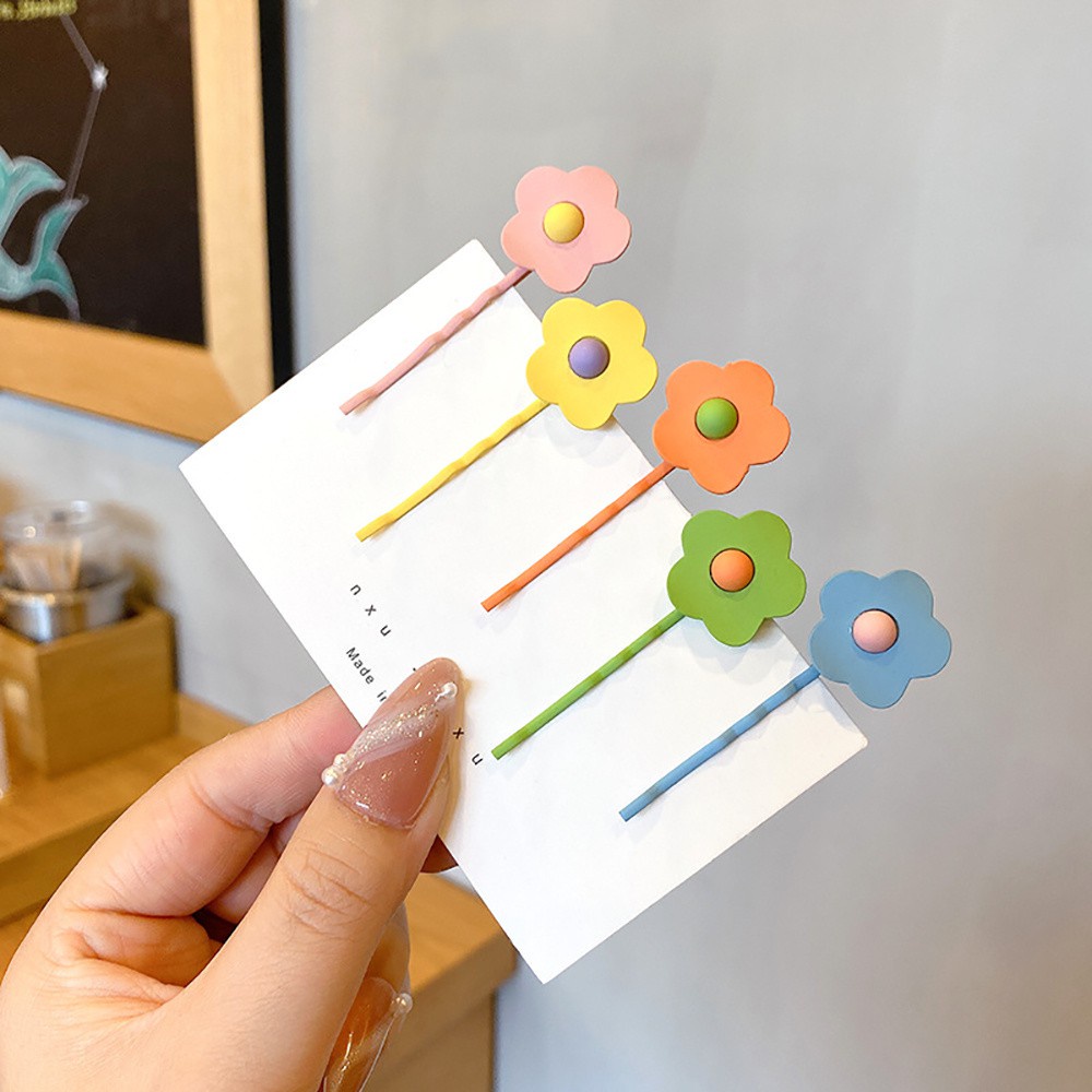 Kẹp Tóc Bằng Sắt Hình Hoa Nhiều Màu Dễ Thương Cho Nữ