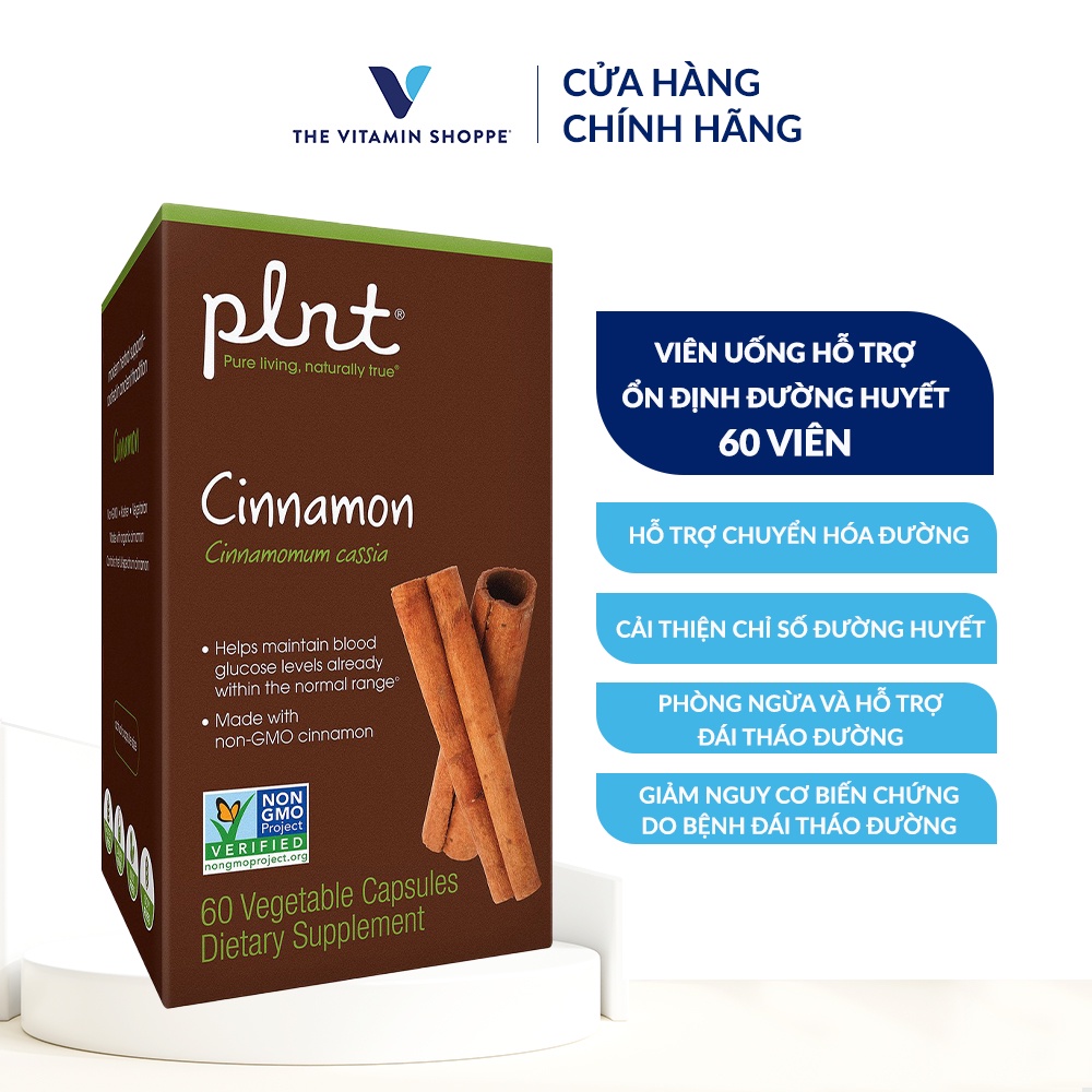 Viên uống hỗ trợ ổn định đường huyết PLNT Cinnamon 60 viên/ hộp