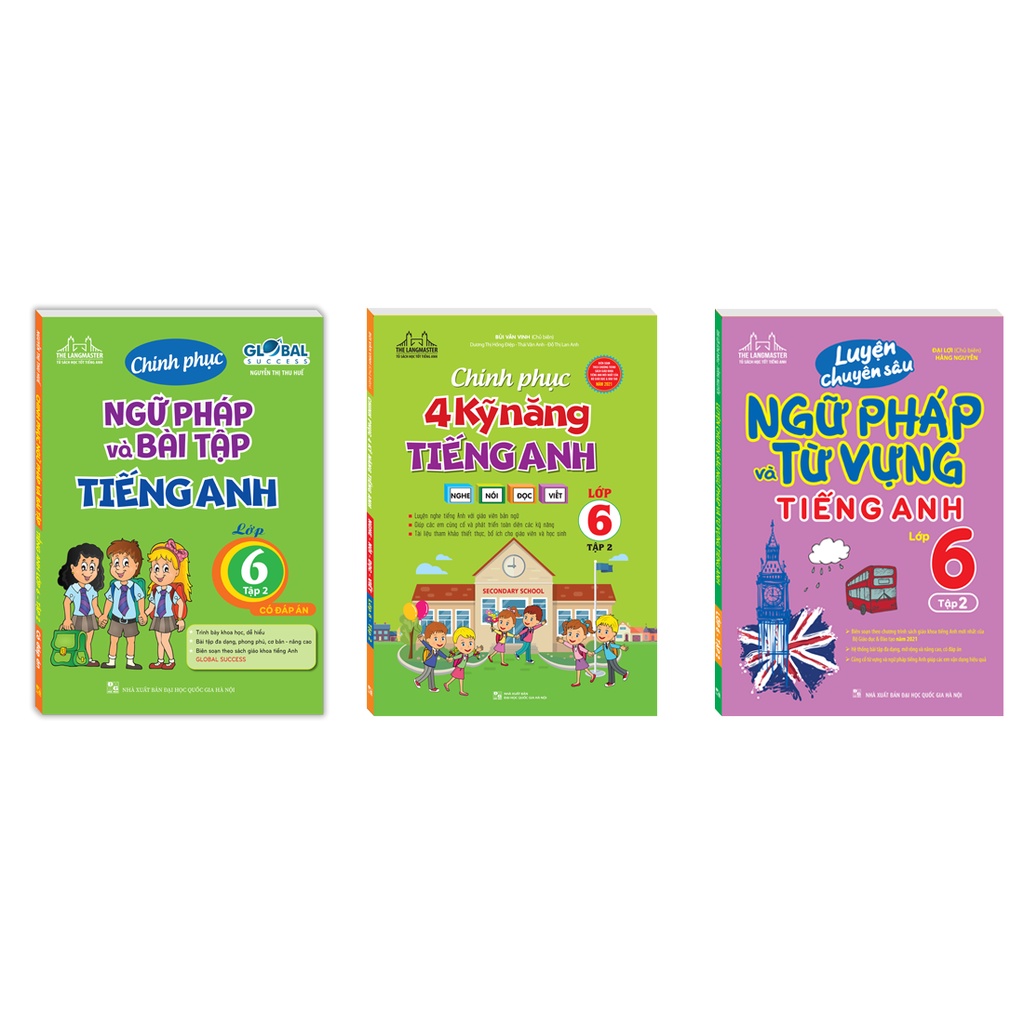 Combo 3c - Chinh phục ngữ pháp và bài tập &amp; Chinh phục 4 kỹ năng &amp; luyện chuyên sâu ngữ pháp và từ tựng TA lớp 6 tập 2