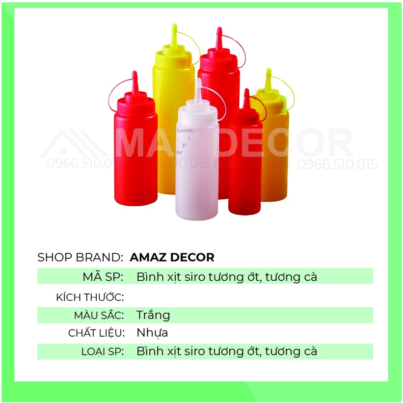 SALE GIÁ SỈ TẠI XƯỞNG Bình lọ xịt chai nhựa đựng nước sốt siro mayonnaise 250ml-500ml-650ml-1l siêu tiện dụng