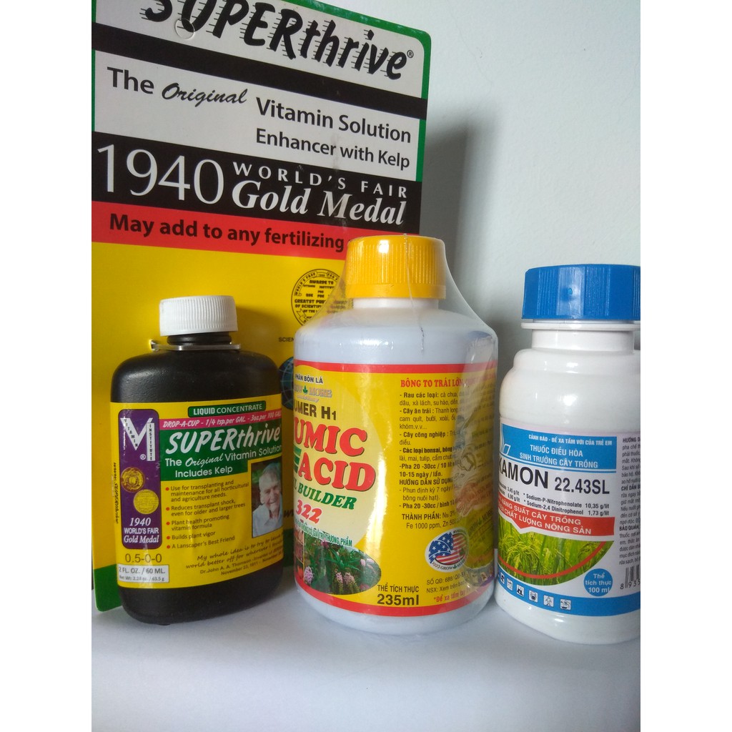 Combo siêu kích rễ Acid humic (235ml) + superthrive (60ml)+dekamon (100ml)