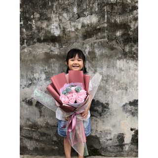 Bó hoa hồng sáp hồng nhạt