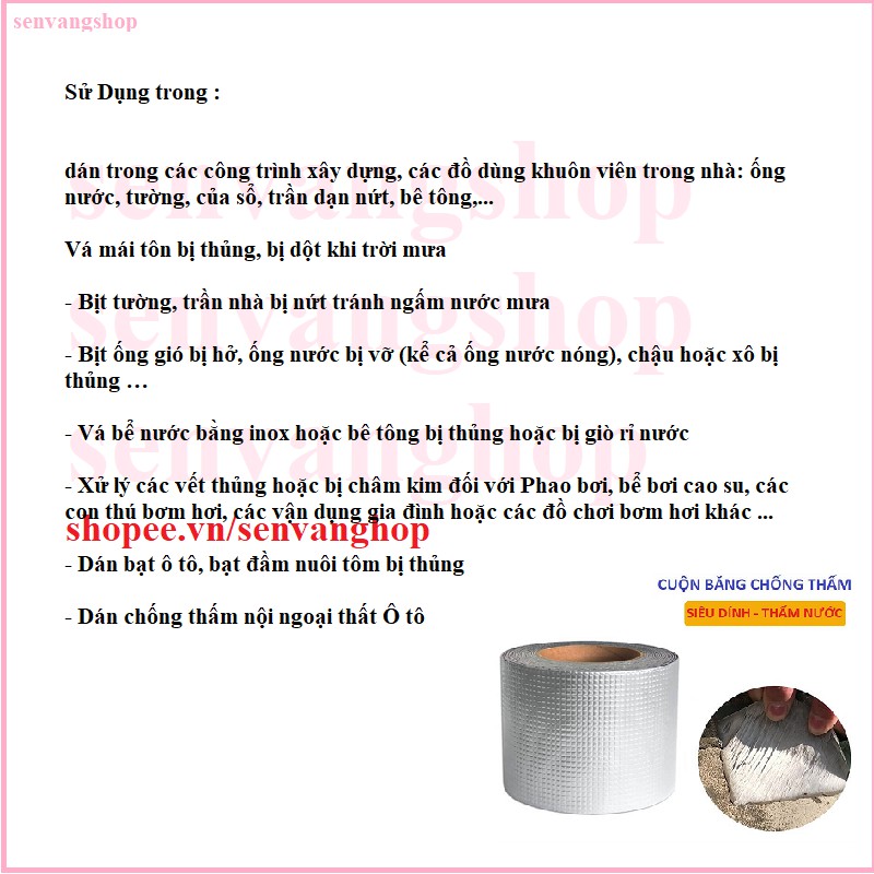 Băng keo chống thấm Nhật Bản SAKYSE, khổ  20cm x 5m, 10cm x 5m, 5cm x5m chống chịu mọi thời tiết