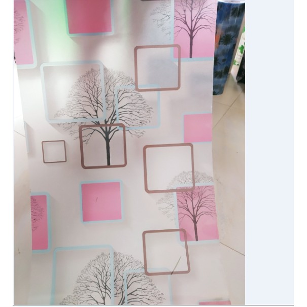 Giấy dán kính họa tiết ô vuông cây hồng - khổ rộng 45cm ( giá bán 1 mét) | BigBuy360 - bigbuy360.vn