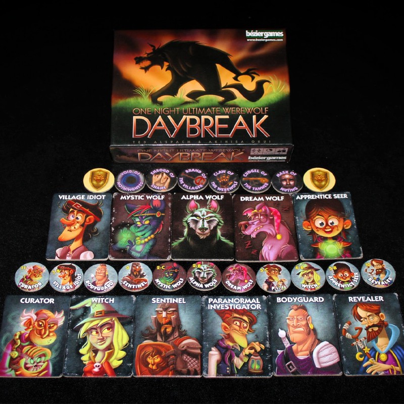 One Night Ultimate Werewolf alien Board Game Bộ Bài Ma Sói One Night DayBreak (Ma sói Hừng Đông) Phiên Bản Tiếng Anh