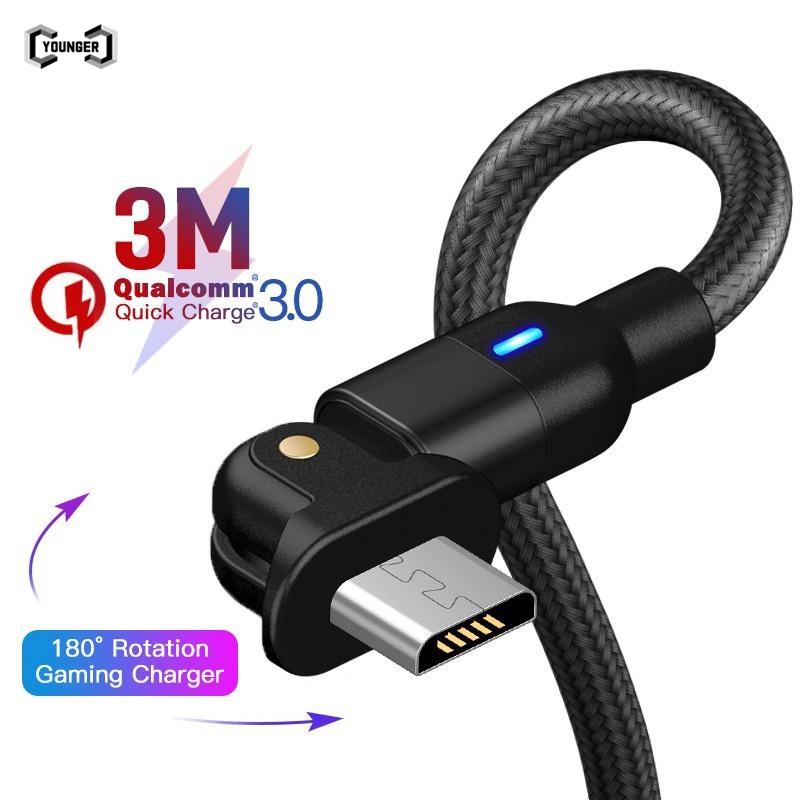 Cáp Sạc Nhanh 180°Cáp Sạc Nhanh Và Truyền Dữ Liệu Có Đèn Led 0.5m / 1m / 2m