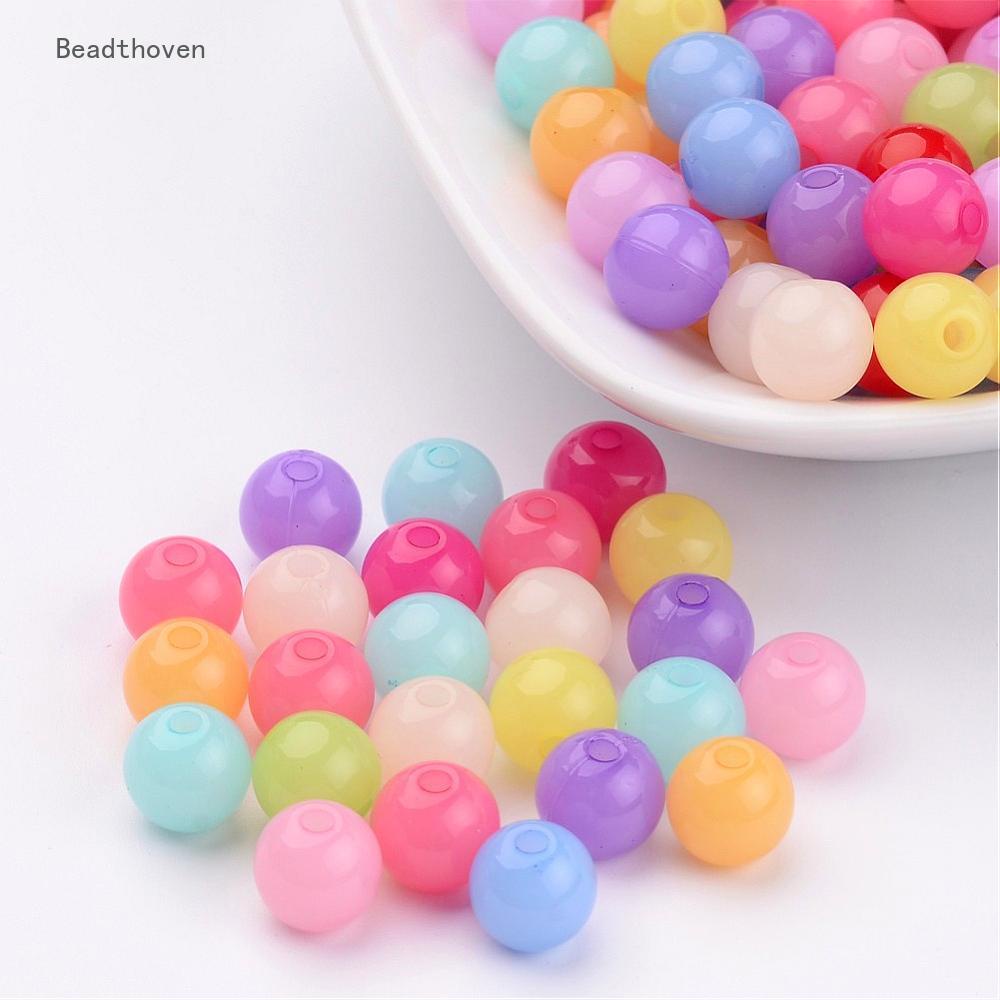 200pcs Mixed Color Imitation Jelly Acrylic Round Beads 8mm Hole: 2mm