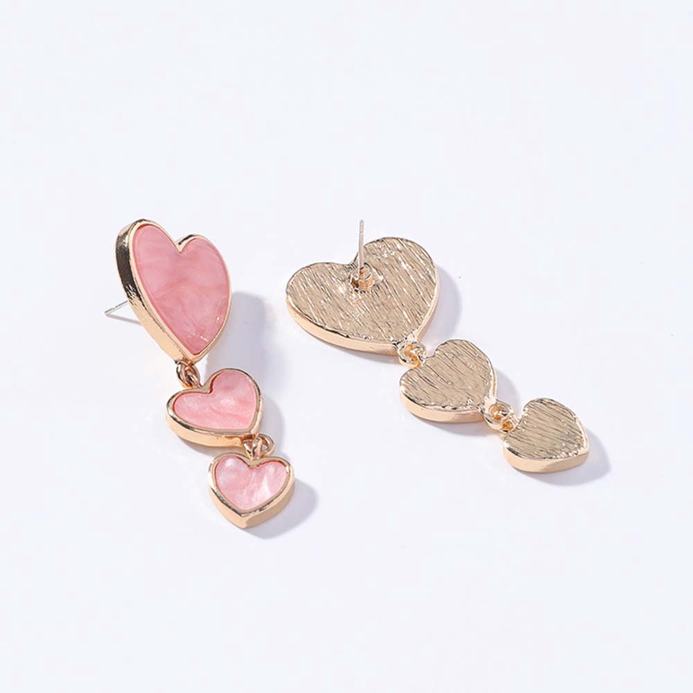 MXGOODS Multi-layer Metal Acrylic Love Heart Accessories Ear Studs