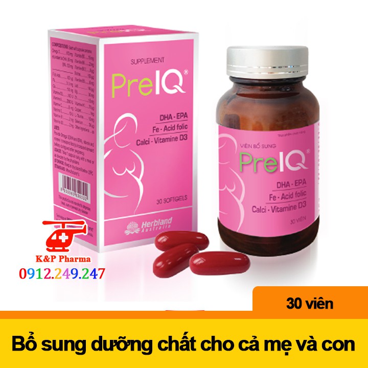 ✅ (CHÍNH HÃNG) Viên uống PREIQ – Bổ sung vitamin D3, Omega 3, Canxi cho bà bầu, phụ nữ mang thai, cho con bú Pre IQ