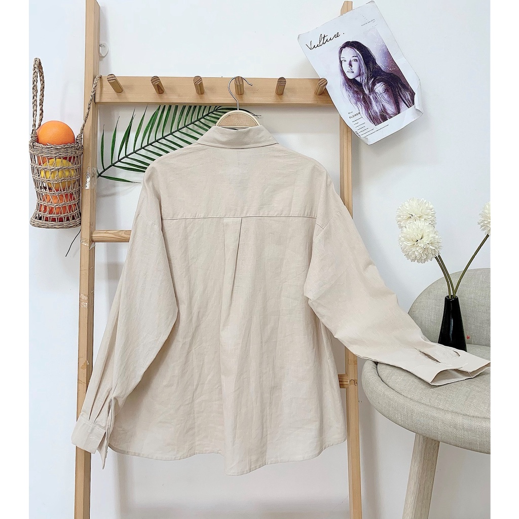 Áo sơ mi linen cotton cá tính ENVY S192 màu da hottrend