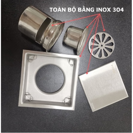 Ga Thoát Sàn Ngăn Mùi Inox 304 FOXIS T218, Phễu Thoát Sàn Nhà Tắm Đặt Âm Nên Gạch, Thoát Nước Nhanh, Ngăn Mùi