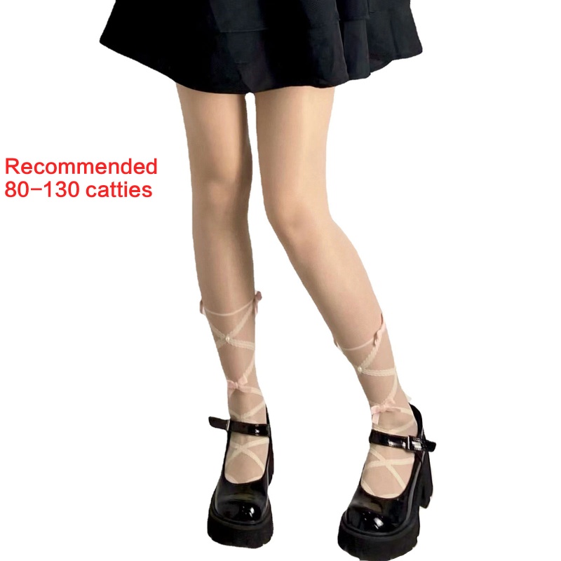 XIXI Quần Tất Nhung Mỏng Đính Nơ Và Ngọc Trai Phong Cách Lolita