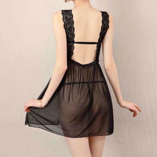 Váy ngủ siêu mỏng, Đồ ngủ nữ  phối ren quyến rũ  AN11 (Có Video). FREESIZE 40-58kg, Tặng bộ đồ lót 60k