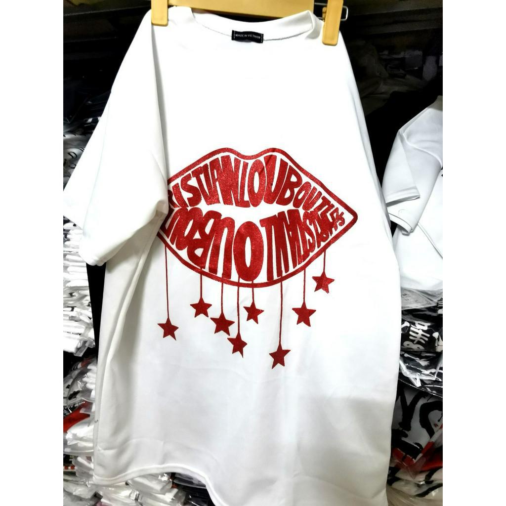 ÁO PHÔNG MÔI KIM TUYẾN ĐỎ CHẤT COTTON CỔ TRÒN - ÁO THUN BOY PHỐ NAM NỮ HOTTREND 2023