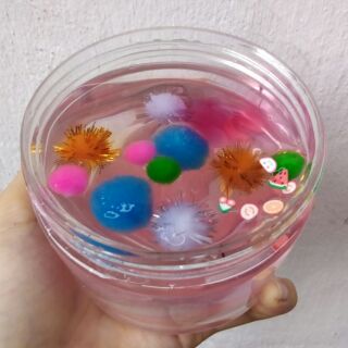 Pompom Water Clear Slime Size Lớn