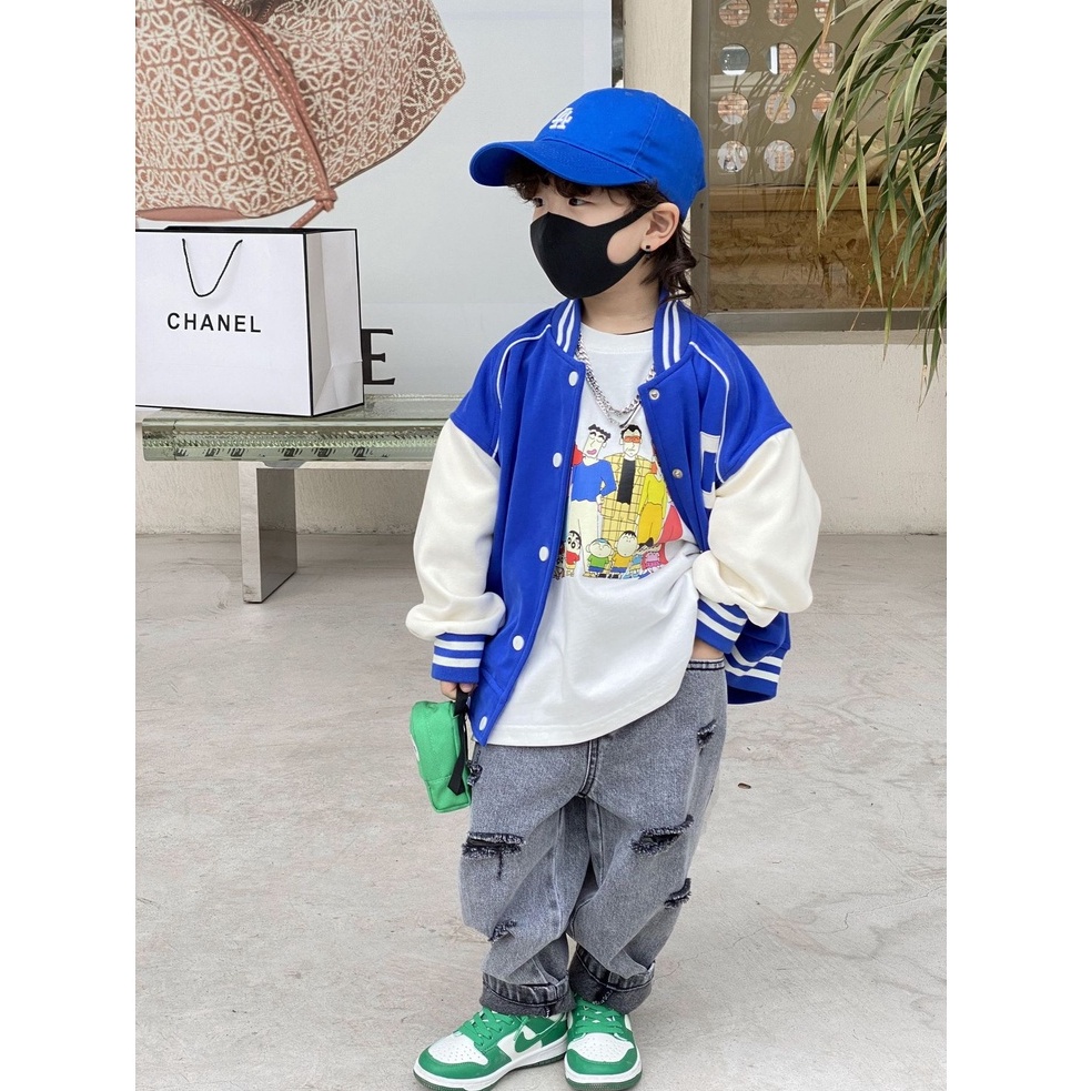 A123- Áo khoác bomber bé trai chữ C size 90 -140, quần áo trẻ em thu đông cao cấp