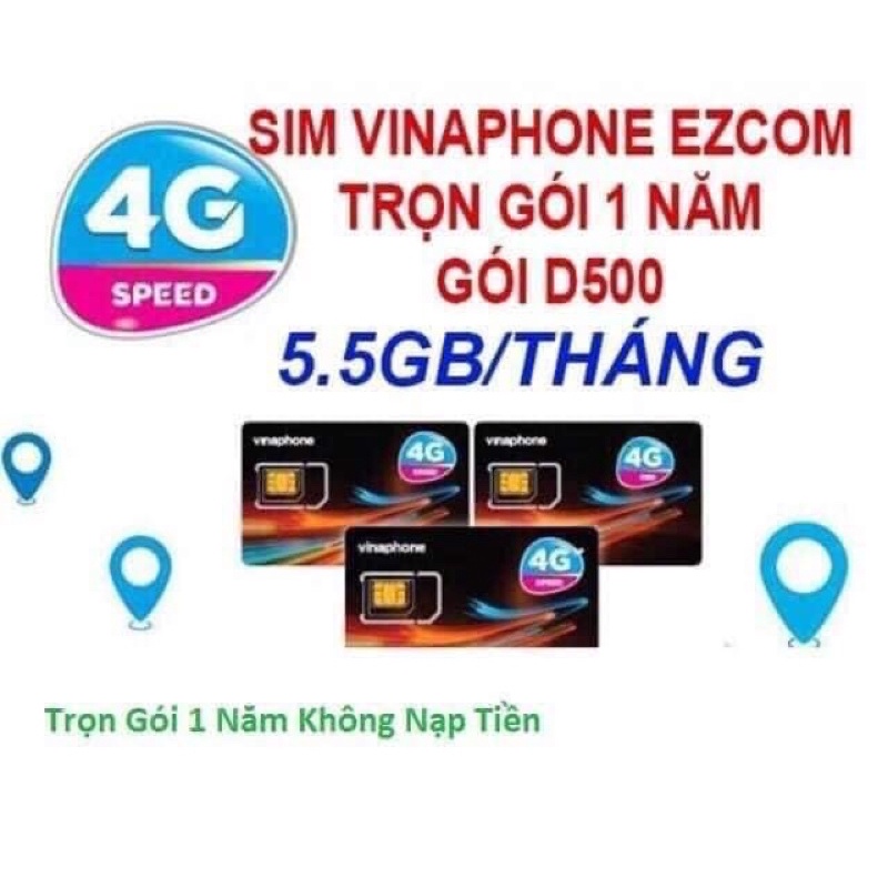 SIM 5G VINA EZCOM 5GB/Tháng dùng TRỌN GÓI MIỄN PHÍ 1 NĂM không cần gia hạn