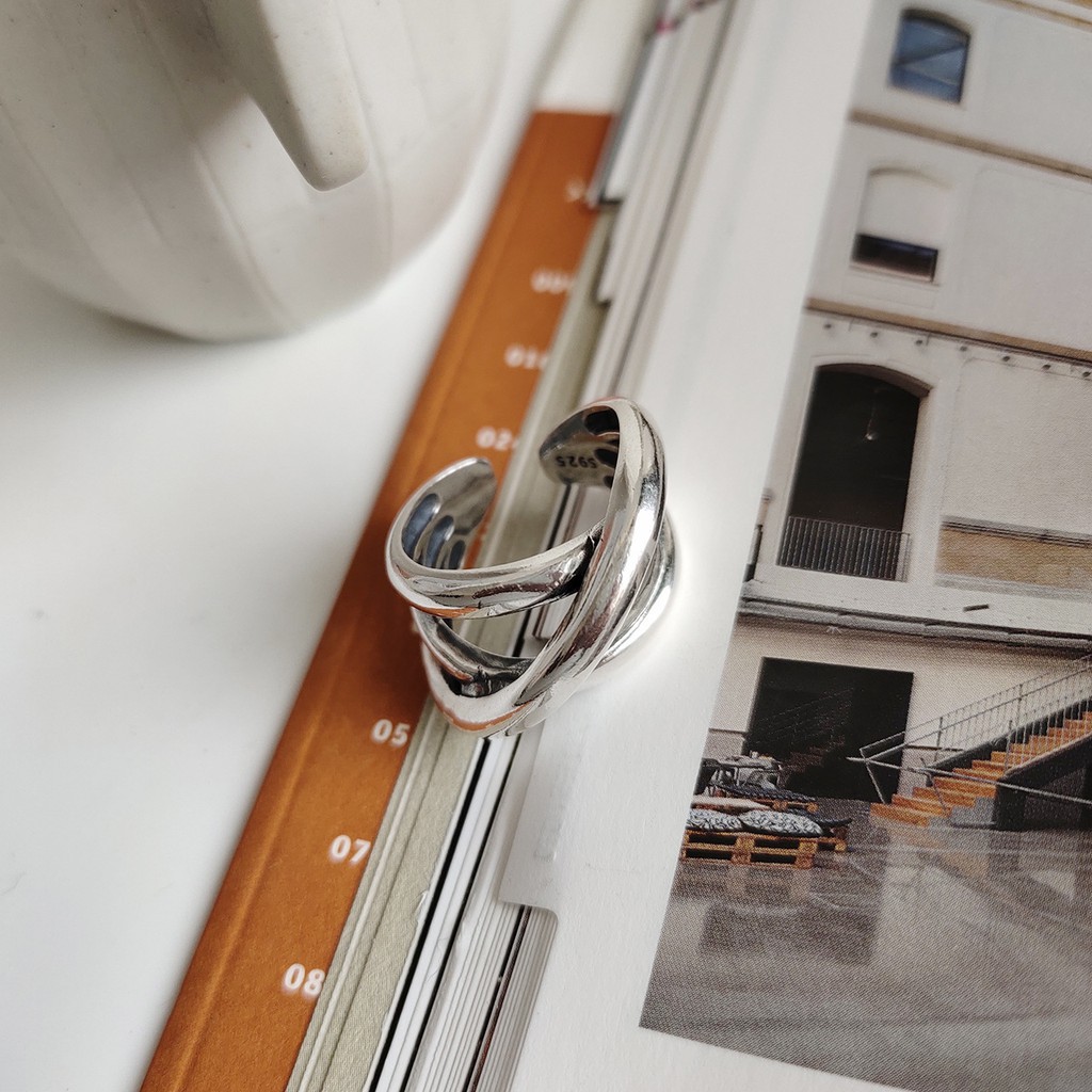 Nhẫn Thép Titan B758 Phong Cách Hàn Quốc Cho Nam Nữ