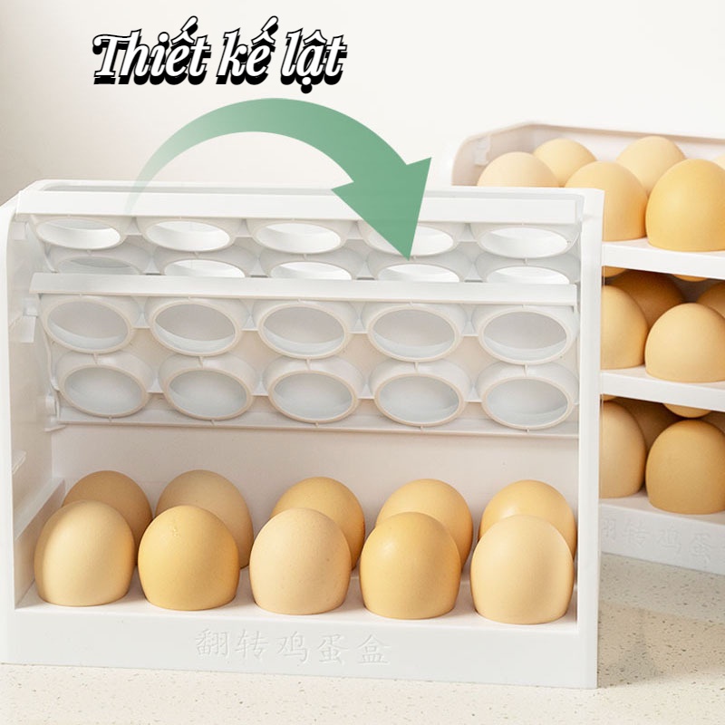 Khay Đựng Trứng 3 Tầng, Hộp Đựng Trừng 3 Tâng Có 30 Ô Để Tủ Lạnh