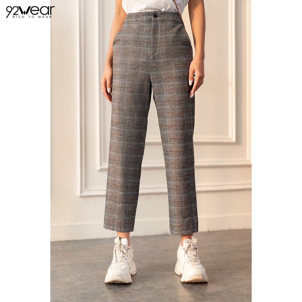 Quần baggy nữ công sở 92WEAR đủ màu, đủ size, ống suông 2 túi chéo QAW0827