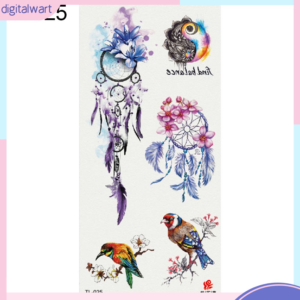 Hình xăm dán họa tiết lông vũ chống nước thời trang