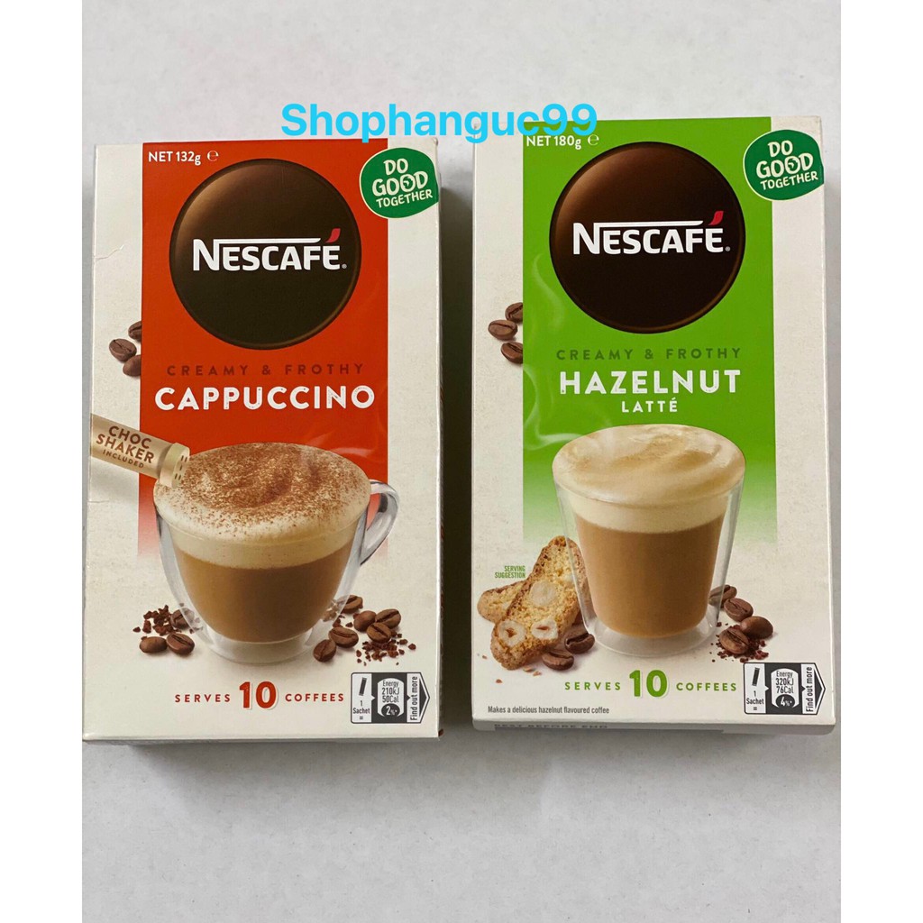 Cafe Sữa Bọt Kem Nescafe Cappuccino 10 gói - Úc [MẪU MỚI]